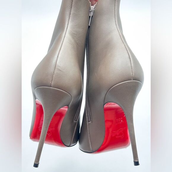 Christian Louboutin Calamijane 100 Mastic Leather Pointed Toe Ankle Booty EU38.5 - Picture 6 of 13